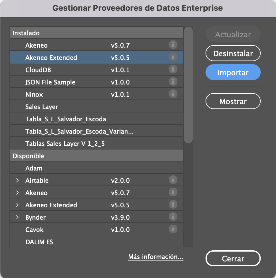 Gestionar proveedores de datos enterprise
