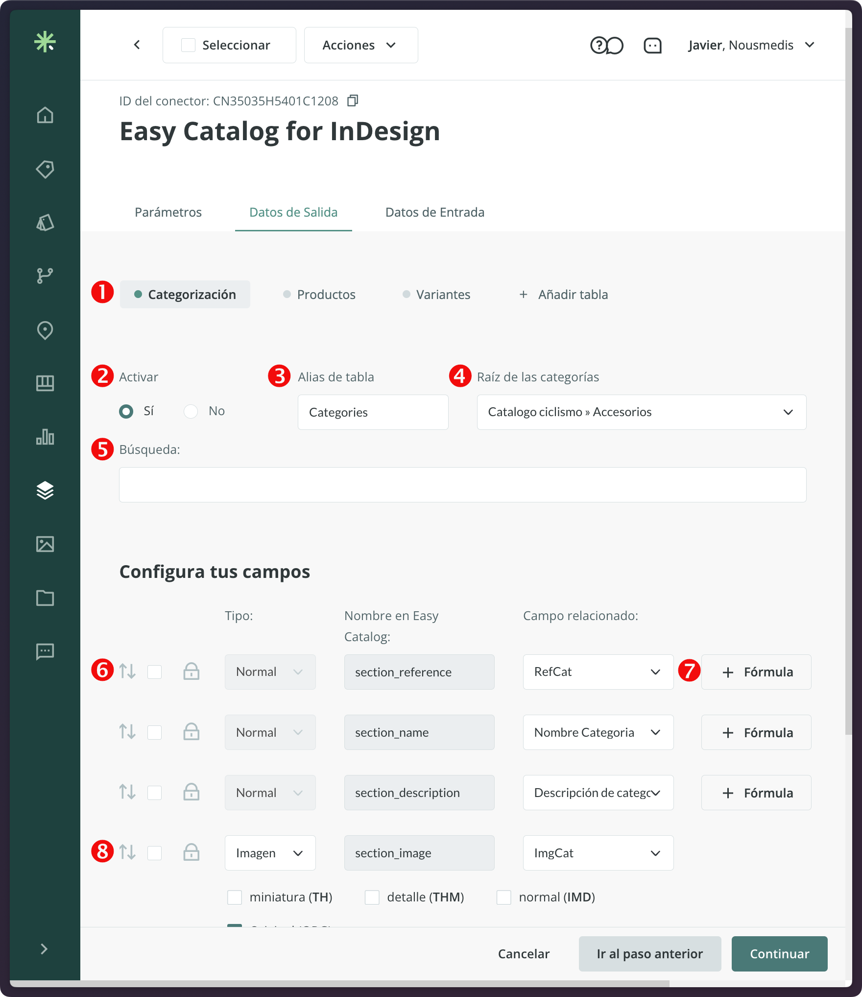 Configuración de Datos de Salida en un canal EasyCatalog de Sales Layer